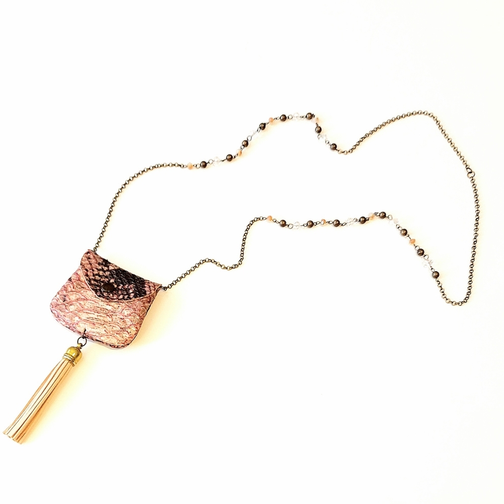 Designer Leather Mini Purse Necklace